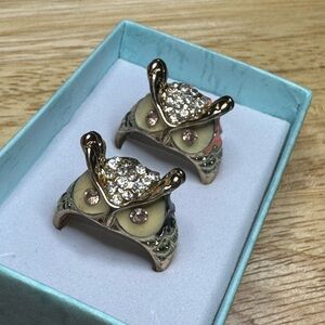 Gold Owl Statement Rings with Crystals